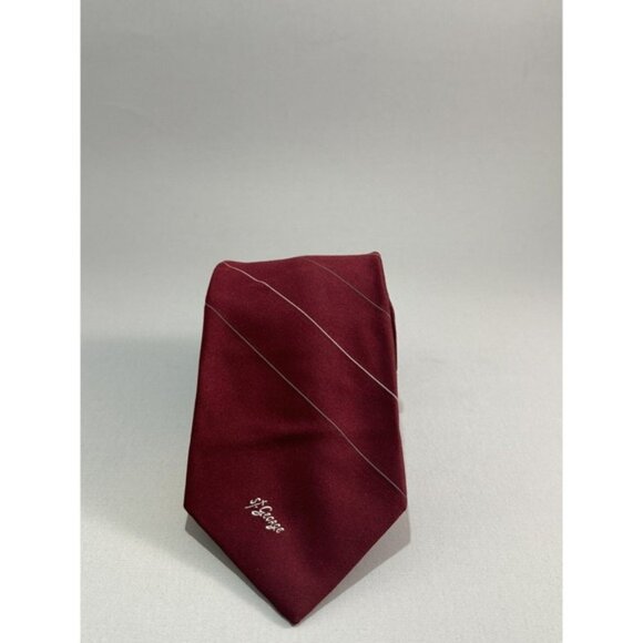 Allyn‎ St. George Maroon with Silver Stripes Neck Tie - Picture 2 of 5